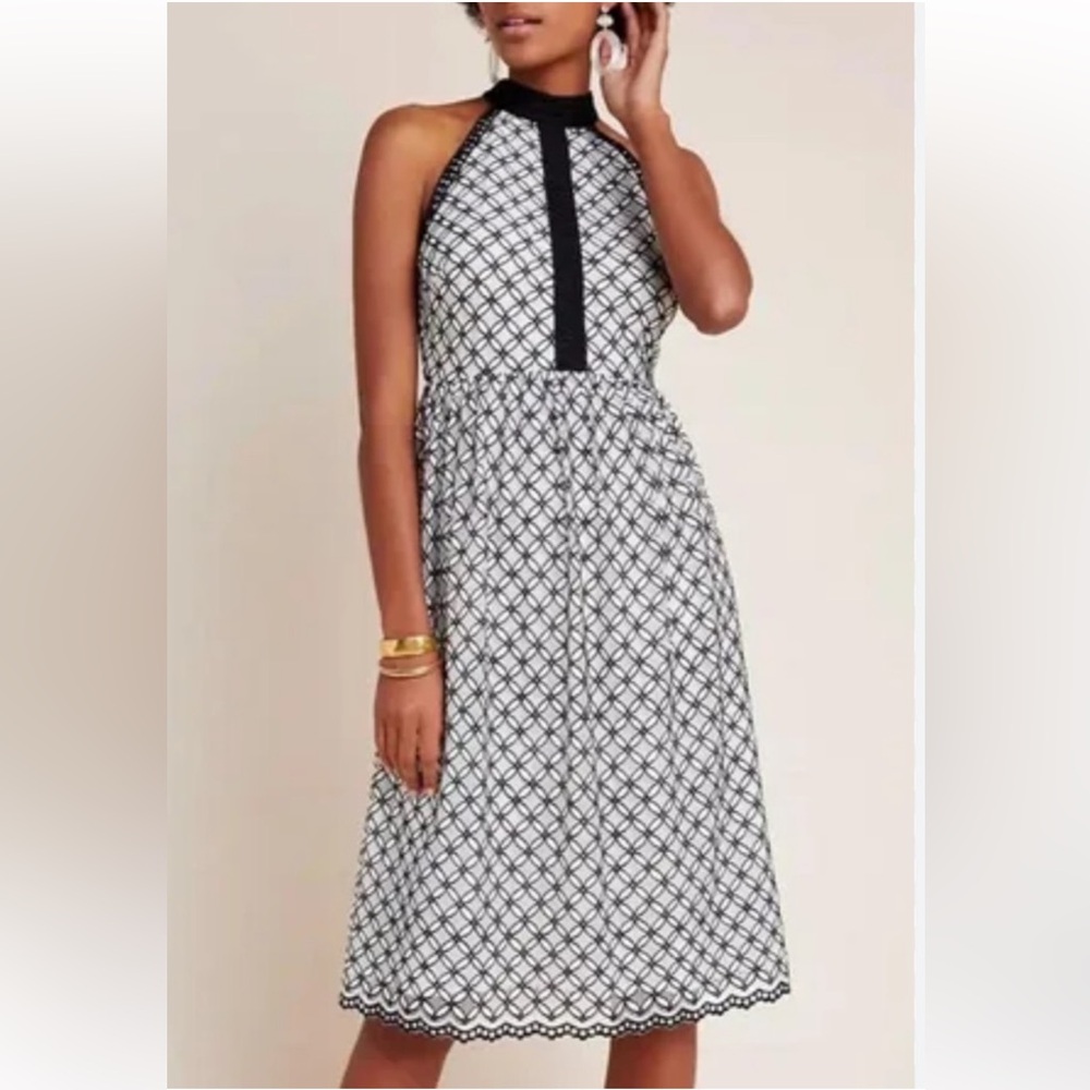 Anthropology Eri + Ali Ninette Black and White Lace Halter Dress